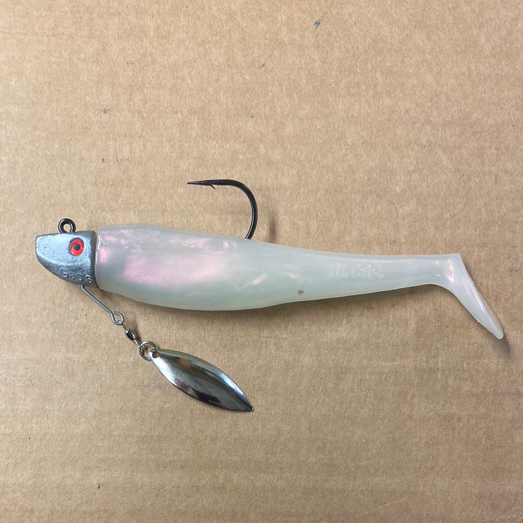 thumbnail image 2 of Al Gags Whip It Fish Pearl White 6.3oz – 1 Head / 2 Tails, Fishing Lure 2 of 5